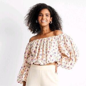 Jenny K Lopez floral off shoulder top